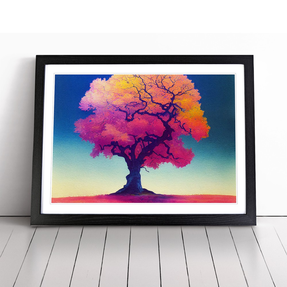Stellar Oak Tree Framed Canvas Wall Art for Living Room Decor