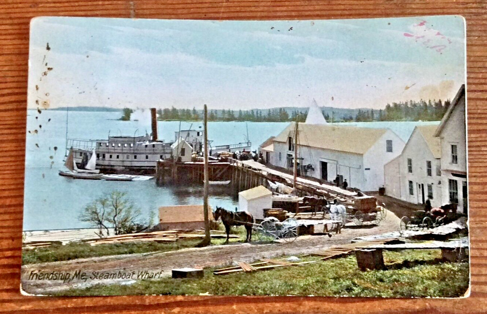 Postcard Friendship, Maine Steamboat Wharf 1907 Vintage
