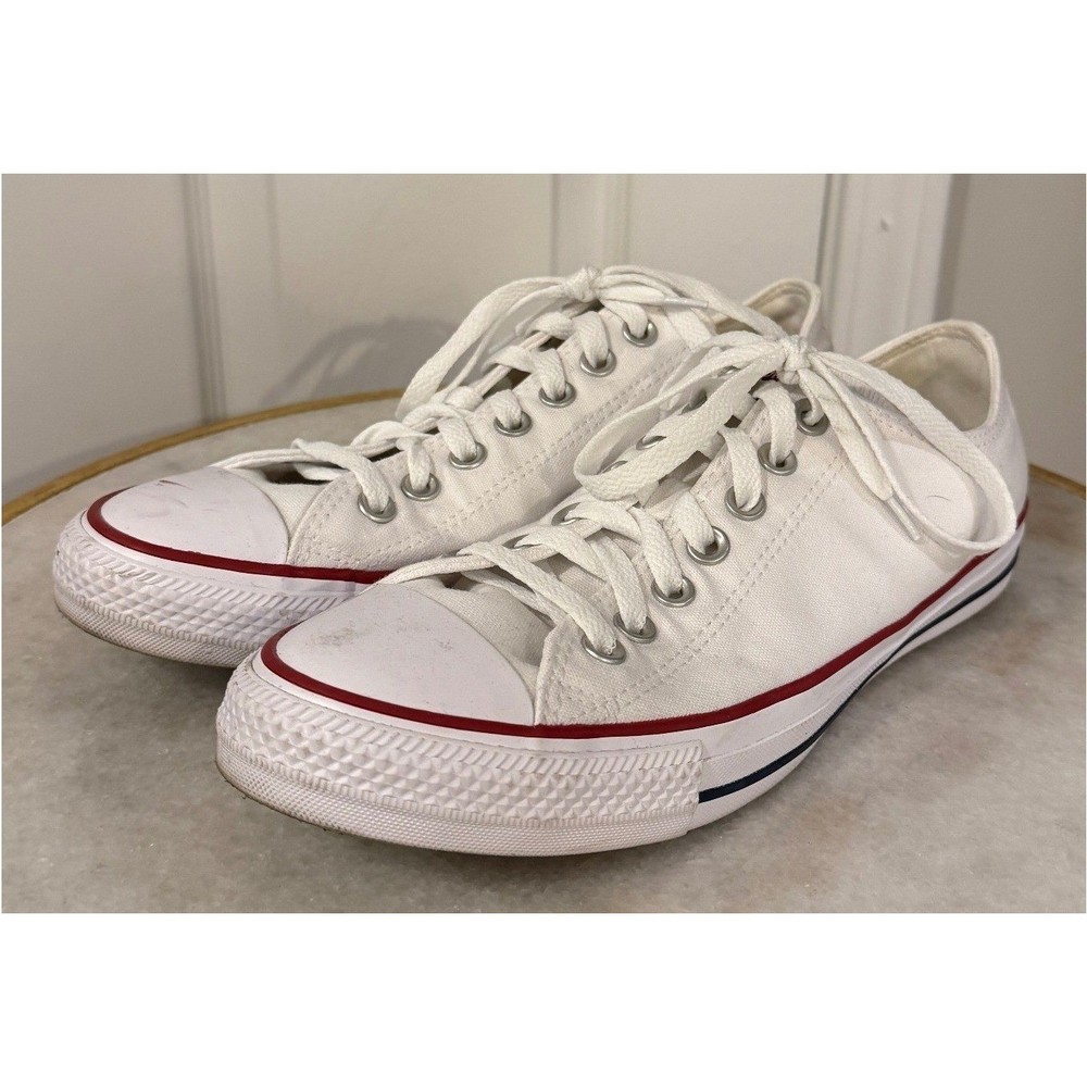 Converse Chuck Taylor All Star Low Top White Canvas Sneakers M 8.5/ W 10.5