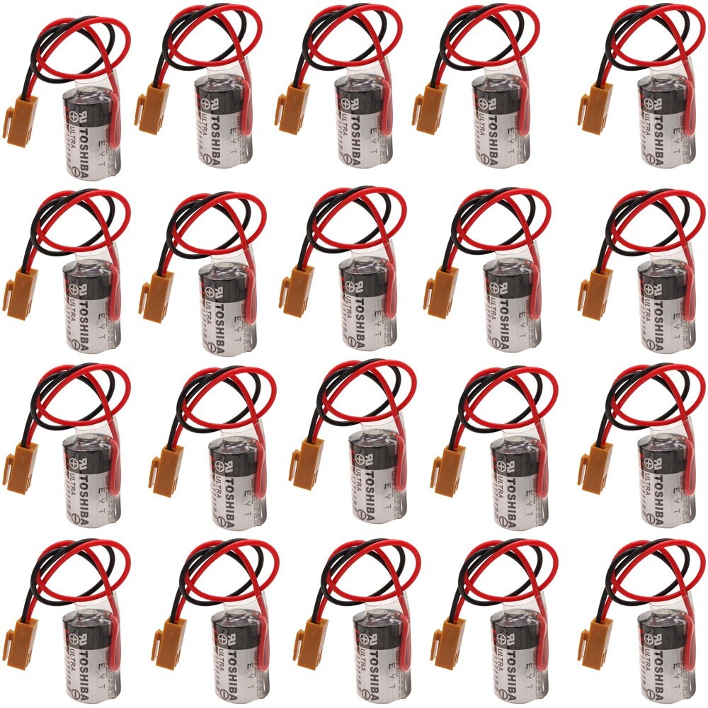 20pc for Toshiba ER3V PLC Battery 1200mAh JZSP-BA01 CNC System + Brown Plug