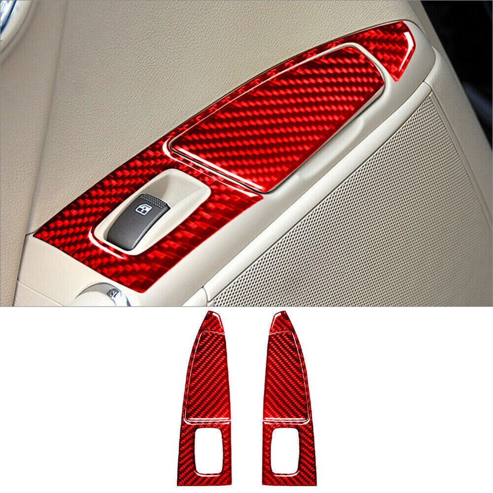 Hyundai Azera Red Carbon Fiber Interior Rear Window Control Trim 4Pcs