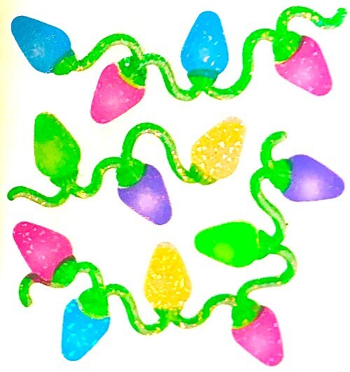 Sandylion Stickers  *VINTAGE*  Glittery CHRISTMAS LIGHTS theme