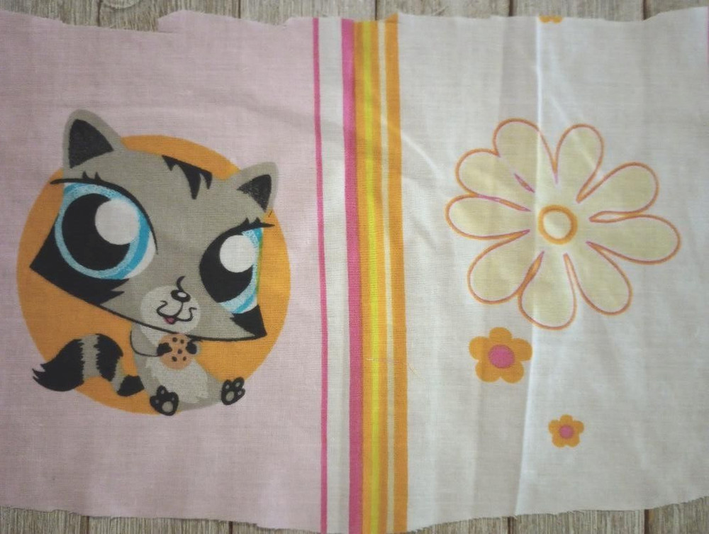 littlest pet shop raccoon fun fabric length flower 10 x 5 inch 1pc new