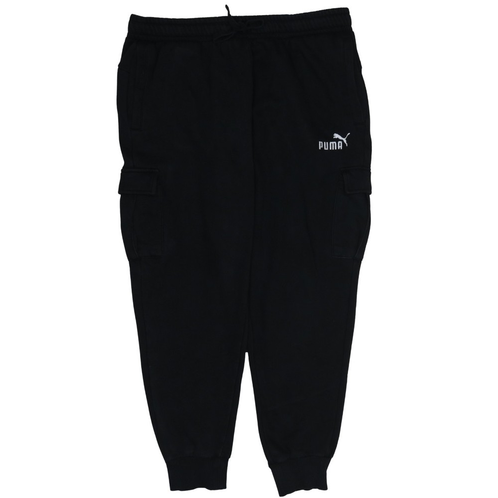 Puma Mens Joggers Black Cargo Fleece Elastic Waist Cuffed Sweatpants Gym XL