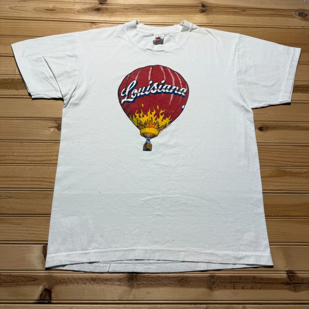 Vintage 90s Louisiana Hot Air Balloon Single Stitch Graphic T-Shirt USA - Large