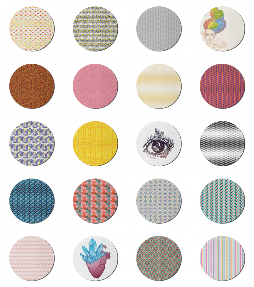 Ambesonne Round Non-Slip Rubber Gaming Mousepad 8 Inch Modern Traditional Design  