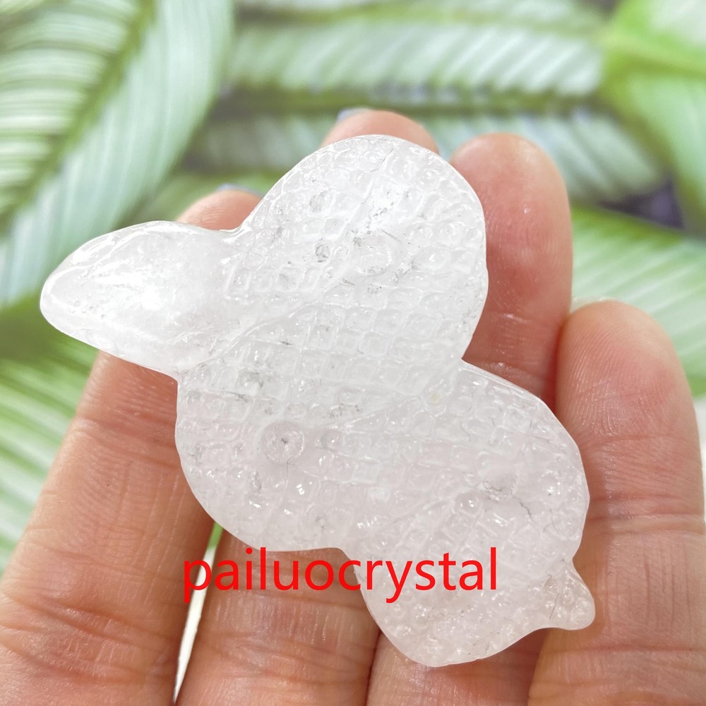 1PC Natural Clear Snake Skull Quartz Crystal Carved Figurine 2 Inch