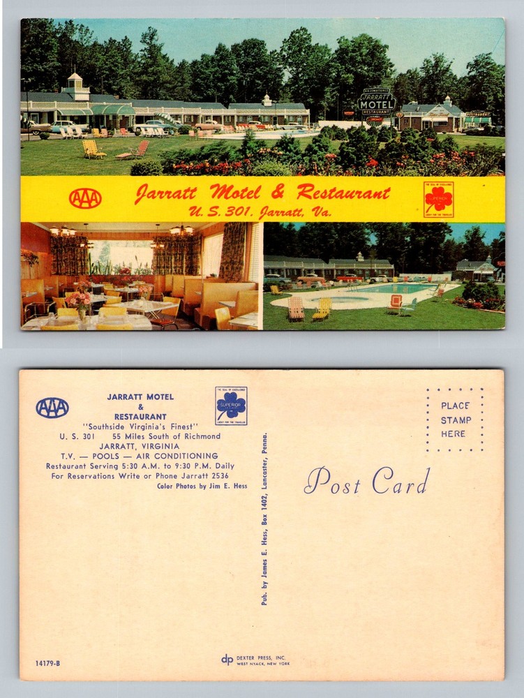 Jarratt, VA-Virginia, Jarratt Motel & Restaurant US 301 Pool Vintage Postcard