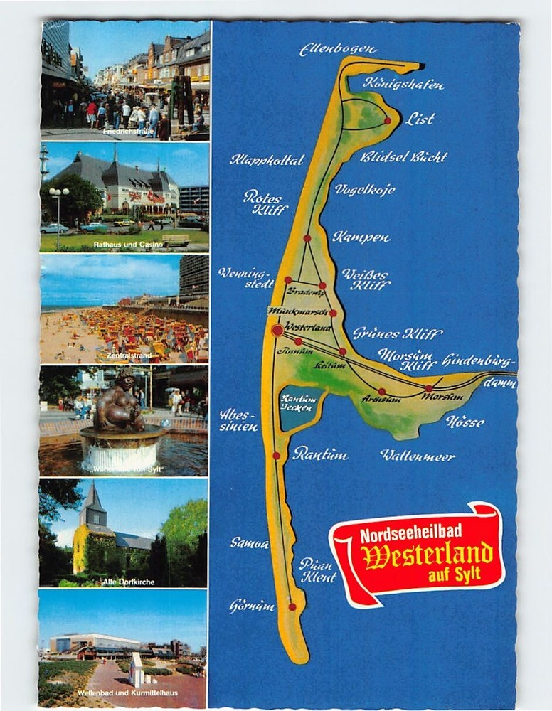 Postcard Map, Scenes & Views Westerland auf Sylt Germany