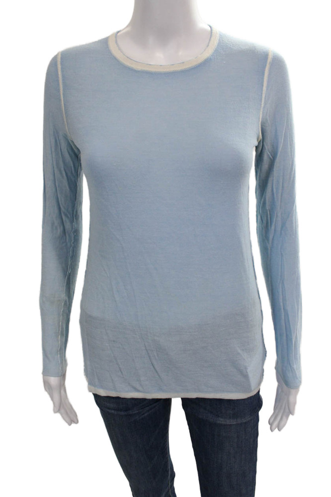 Kokun Women Basic Bamboo Long Sleeve Crew Neck T-Shirt Blue Size XSFree Shipping in US $100+ Orders | $6.95 Orders Below