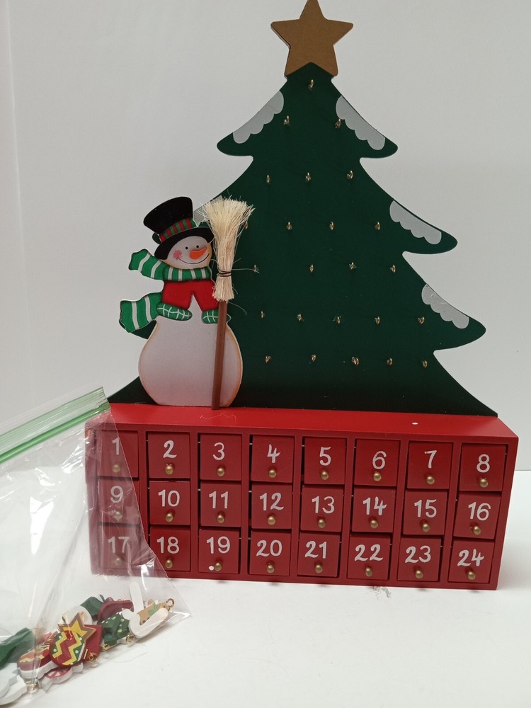 Kurt Adler Wooden Advent Calendar w/24 Ornaments C6117