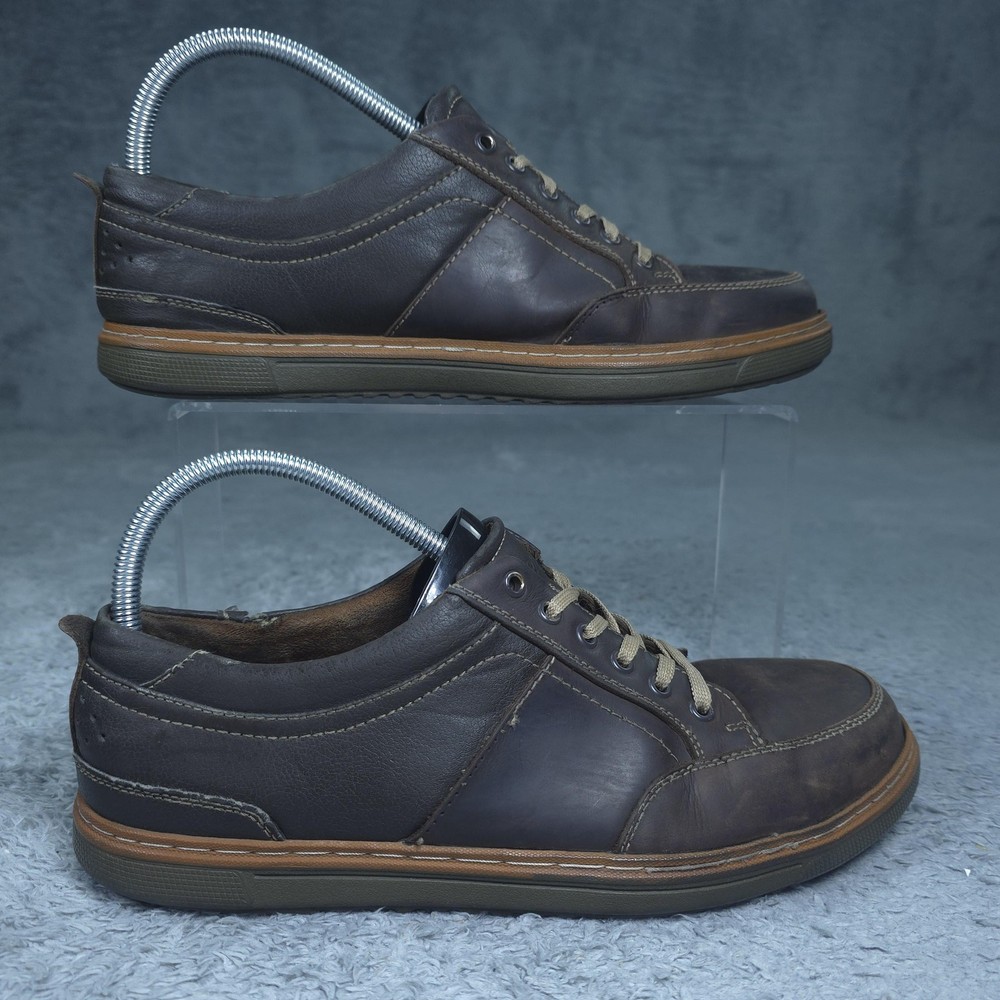 Florsheim Work Shoes Mens Size 8.5 Brown Leather Lace Up Slip Resistant Sneakers
