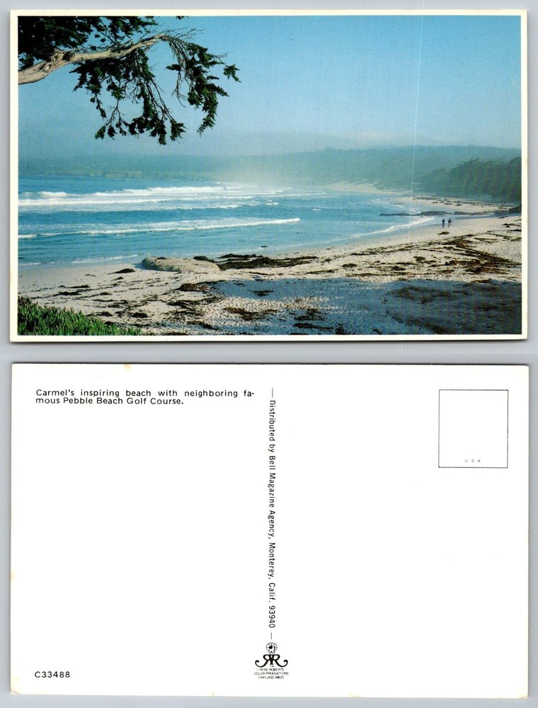 Vintage Carmel CA Beach Postcard Pebble Beach Golf Course Scenic Mike Roberts