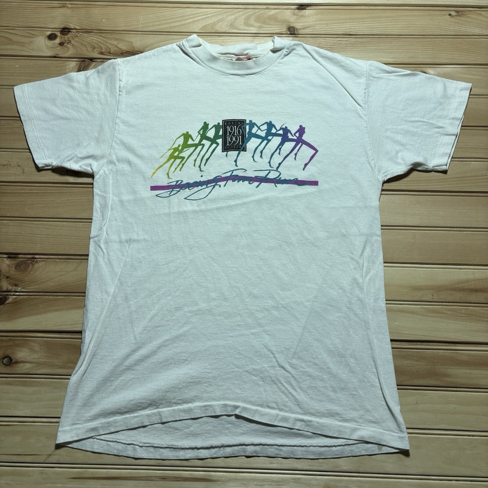 Vintage 90s Boeing Airplane 1991 Fun Run Rainbow Promo 75 Years Shirt Size Large