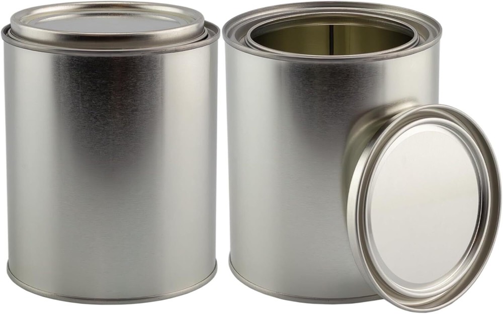 Empty Quart Paint Cans with Lids (2 Pack); Unlined 2 Count (Pack of 1), Gray