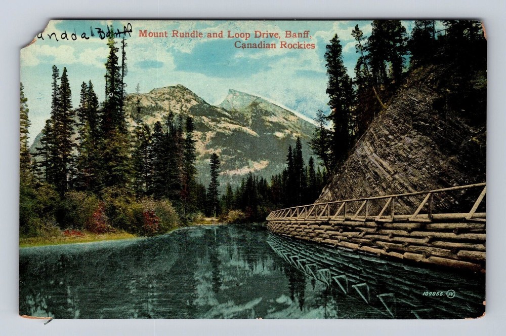 Banff Alberta-Canada, Mount Rundle, Loop Drive, Rockies, Vintage Postcard