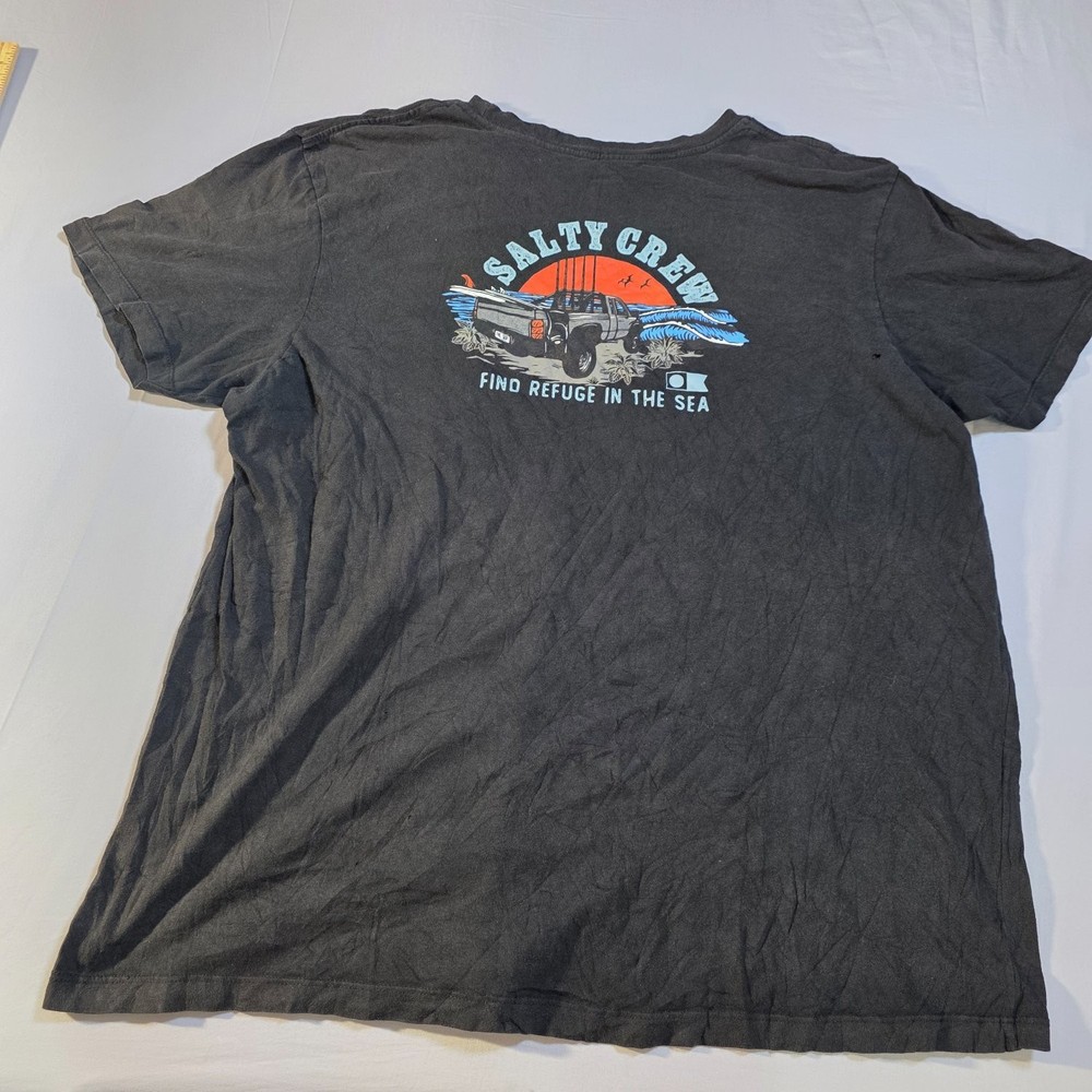Salty Crew Find Refuge In The Sea Graphic T-Shirt Men Large Black