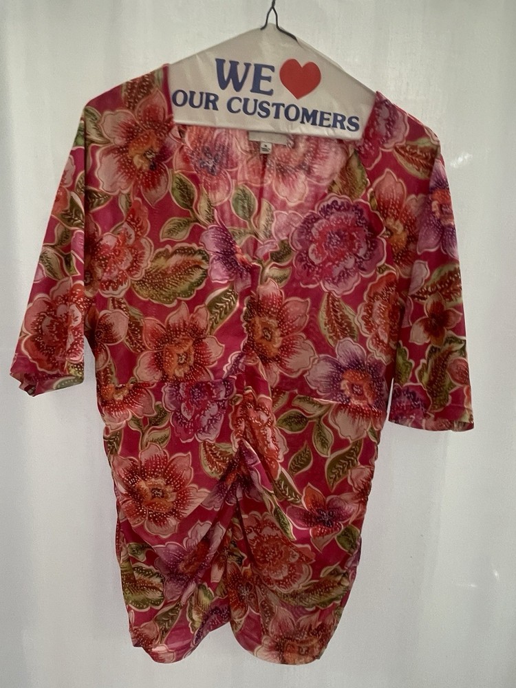 Johnny Was Jade Women's Floral Ruched Top. XL.