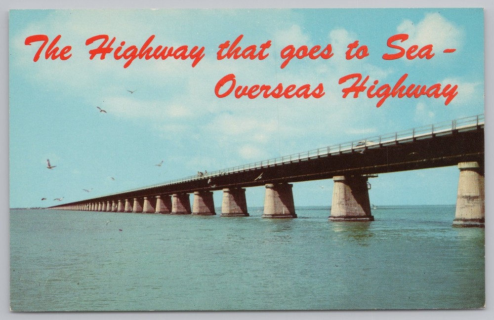 View Of Overseas Highway Showing Construction Features~Florida~Vintage Postcard