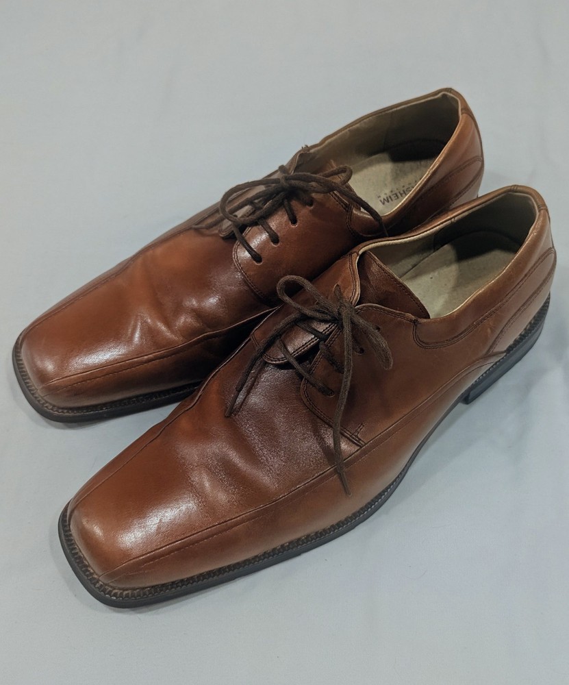 Florsheim Comfortech Size 12 D Brown Leather Bike Toe Oxford Dress Shoes Men's