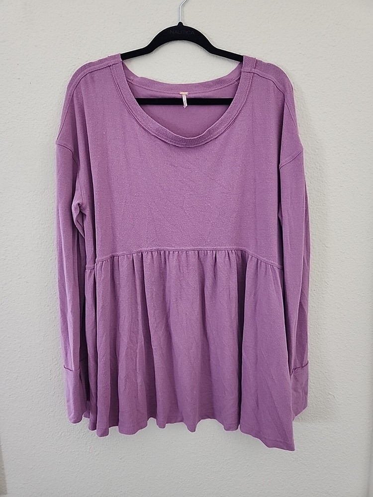 Free People Purple Long Sleeve Blouse for Women Size Large