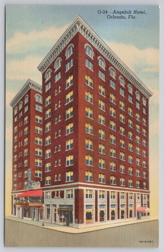 Angebilt Hotel Orlando Florida Linen Postcard Curteich CT Art-Colortone