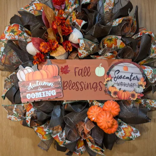 Rustic Farmhouse Fall Wreath - Handmade Autumn Front Door Decor