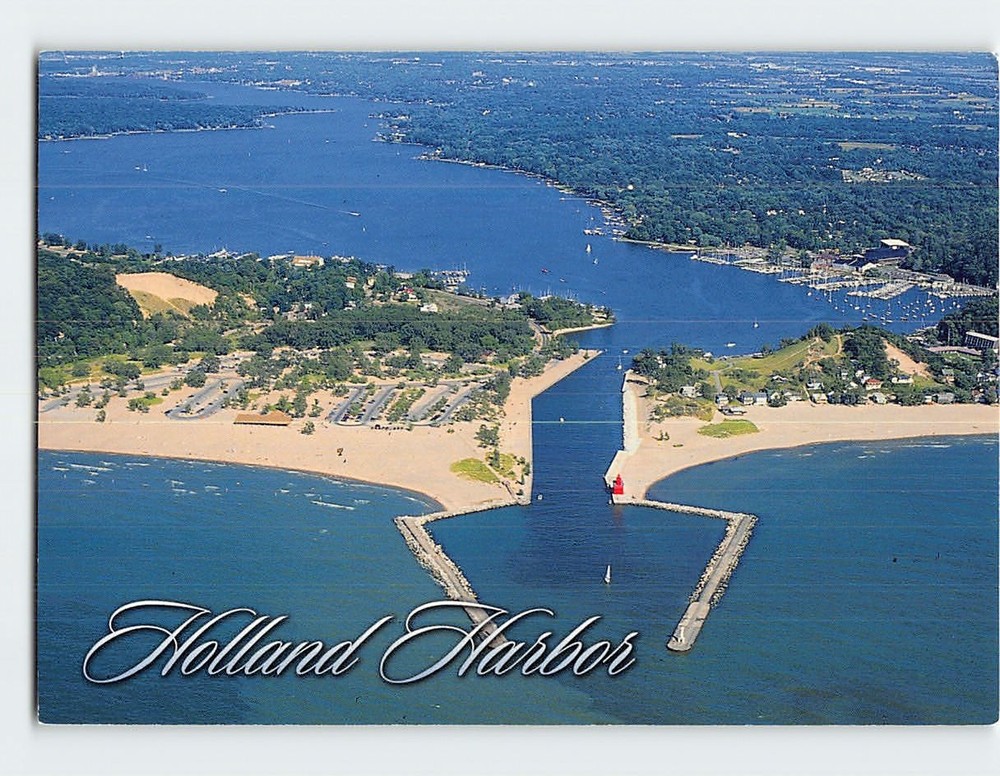 Postcard Aerial View of Holland Harbor Michigan USA