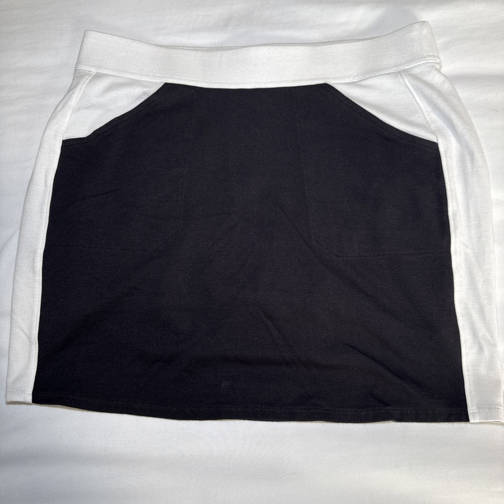 Belyn Key Large Ponte Track Golf Skort Black White Pull On Skirt Pockets Sz M