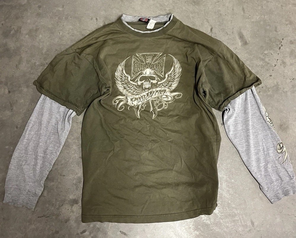 Vtg West Coast Choppers Long Sleeve Layered Shirt Large Used WCC OCC