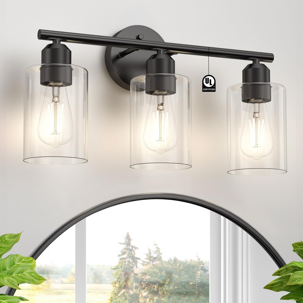 Bathroom Vanity Light Fixtures Matte Black Bathroom Lighting Fixture, 3 Light...