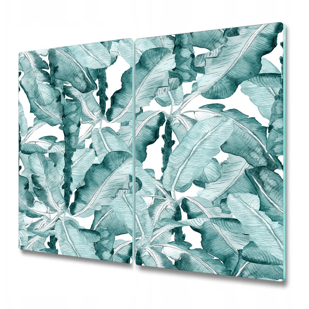 Glass Worktop Saver Kitchen Mint Banana Leaves Botanical Floral 2x30x52