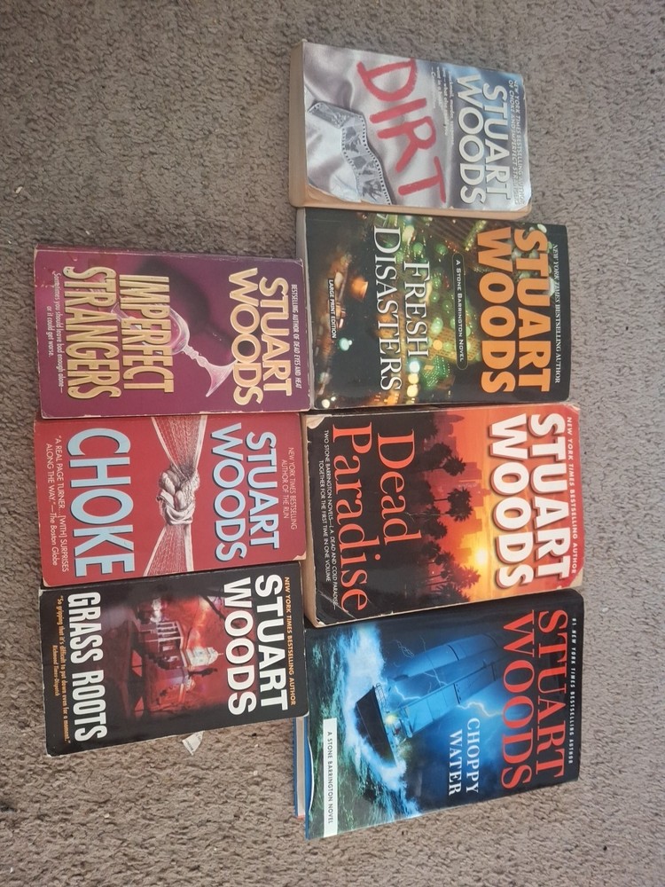 7 Stuart Woods Book Lot Stone Barrington  Dirty Choppy Water Choke Fresh Disaste