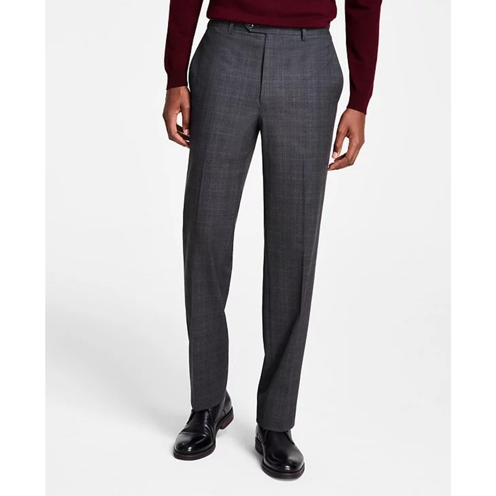 Michael Kors Men's Dark Grey Plaid Marvin Classic Fit Dress Pants Size 36x34
