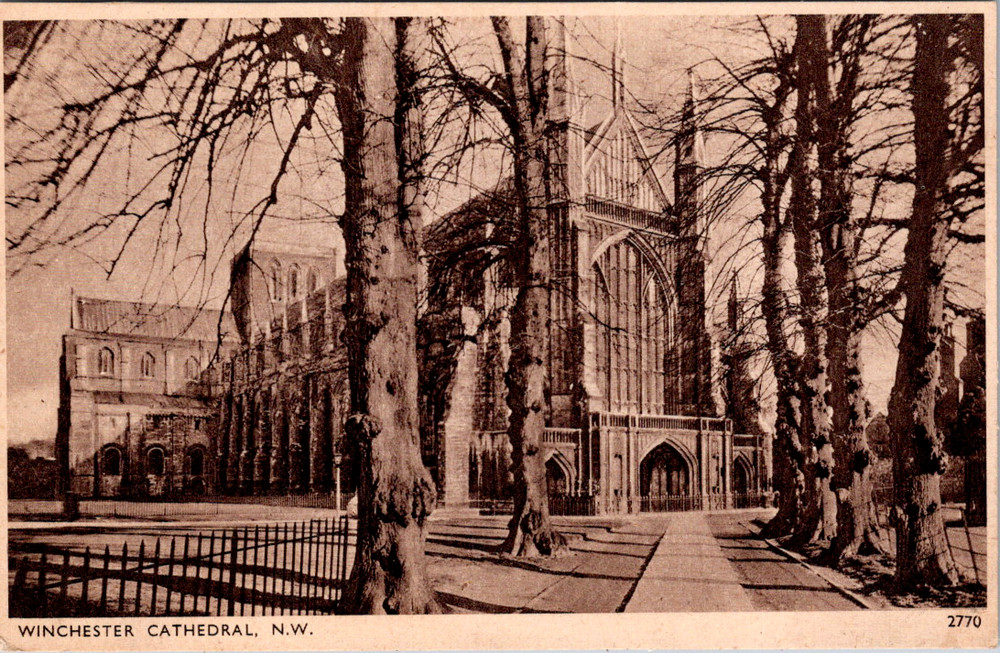 Vintage Postcard Winchester Cathedral North West Entrance England