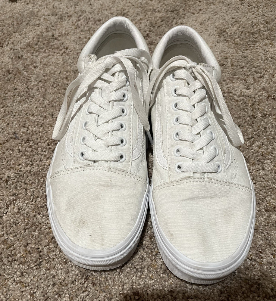 VANS Off The Wall White Canvas Low Top Lace-Up Sneakers Men's US 8.5
