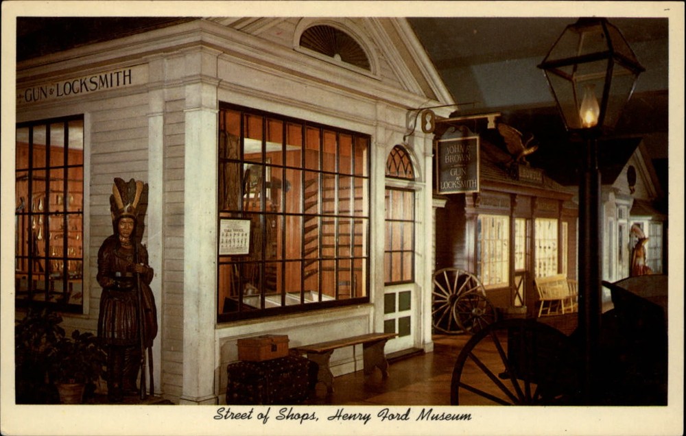 Michigan Henry Ford Museum Street of Shops ~ 1950s-60s vintage postcard sku601