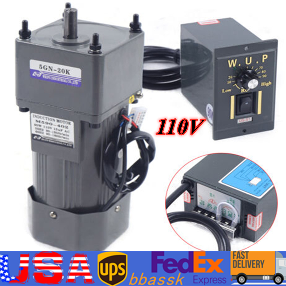 90W 110V AC Gear Motor Electric Variable Speed Controller Torque Single-Phase 5K