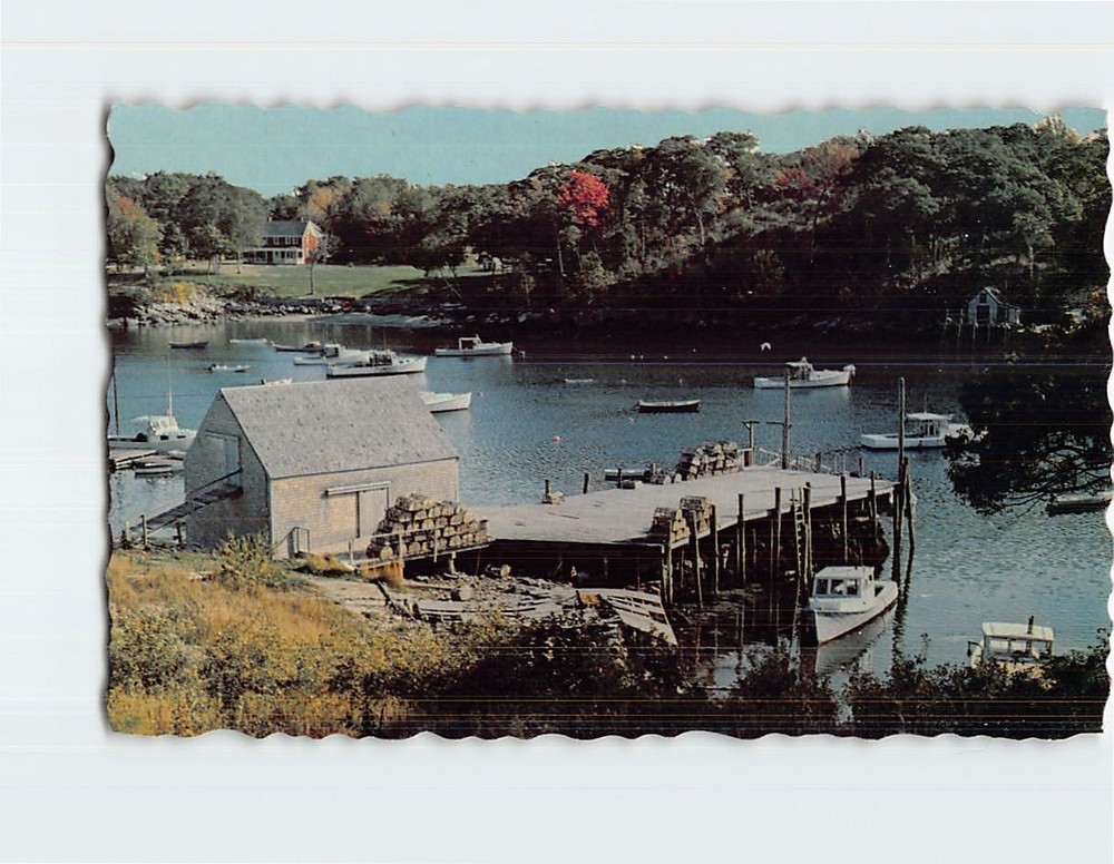 Postcard Lobster Boats and Gear Coast in Maine USA