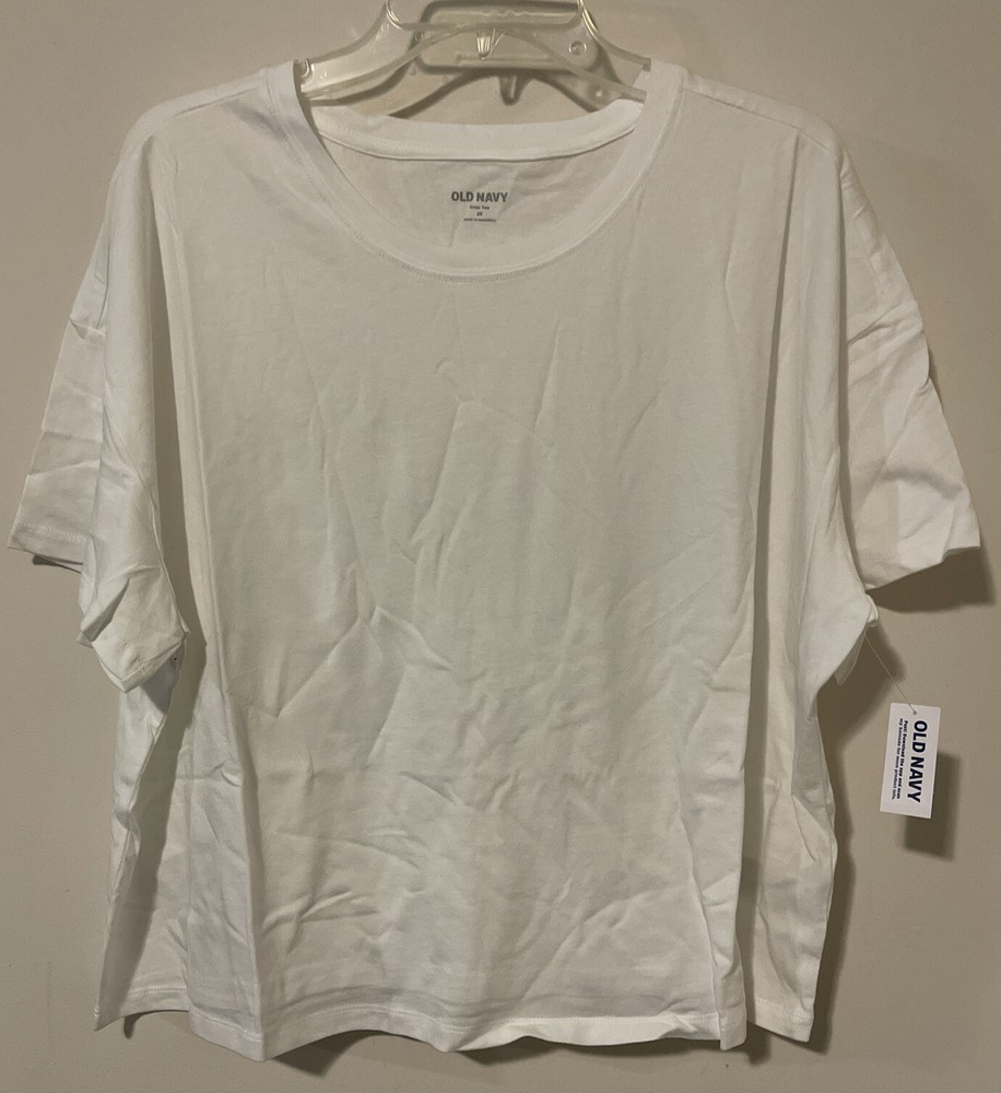 Old Navy Womens 3x White Short Sleeved Lightweight Cropped Tshirt NWT! A4090