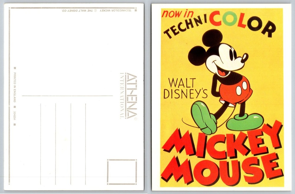Walt Disney's Mickey Mouse now in Technicolor Athena Postcard