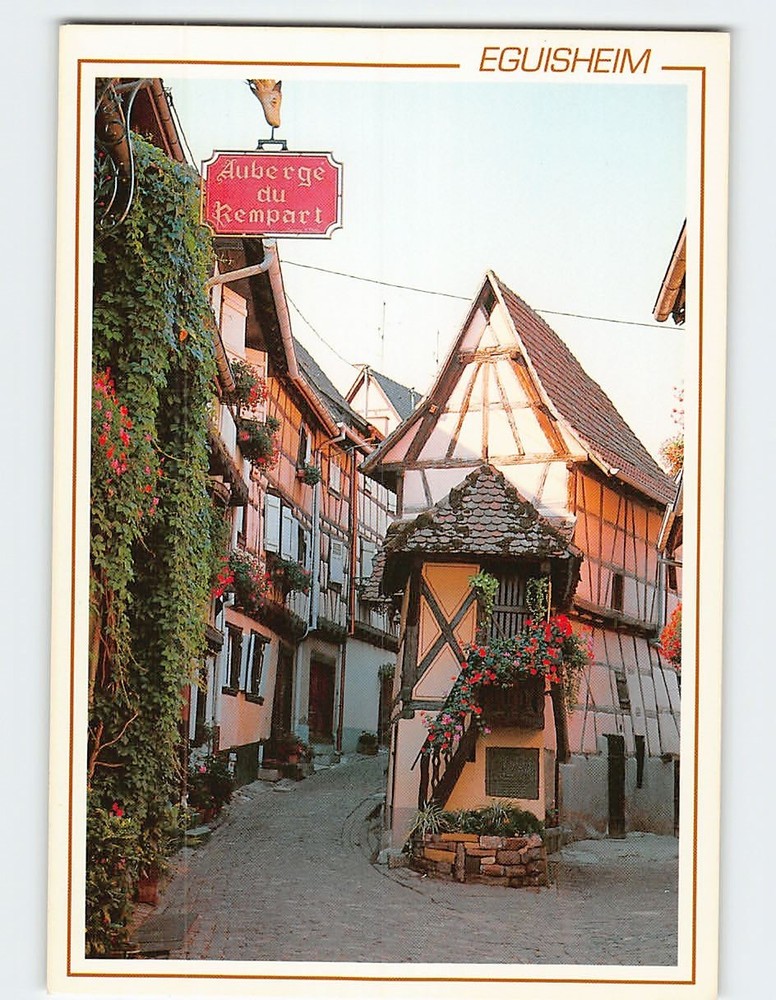 Postcard Scenic View in Eguisheim Village in France