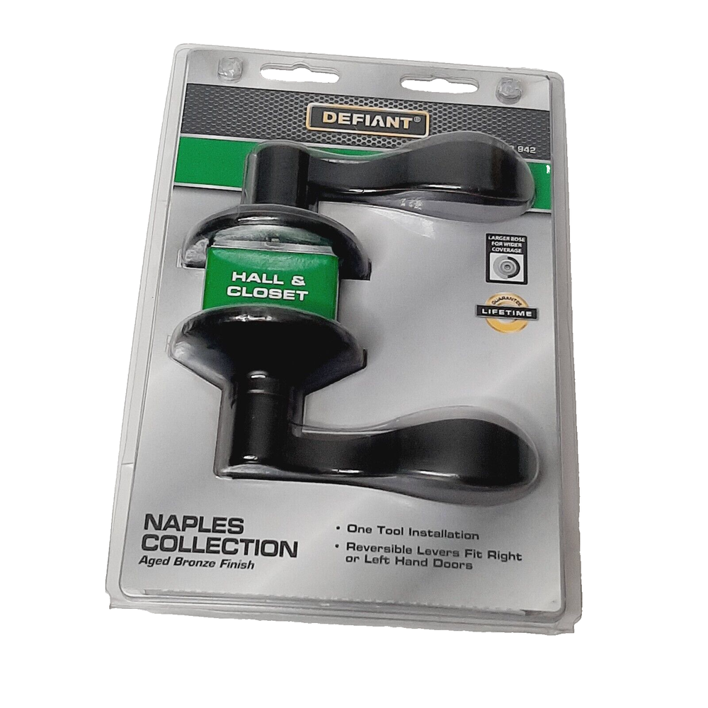 Defiant Naples Collection Door Handles Hall & Closet Polished Brass Finish