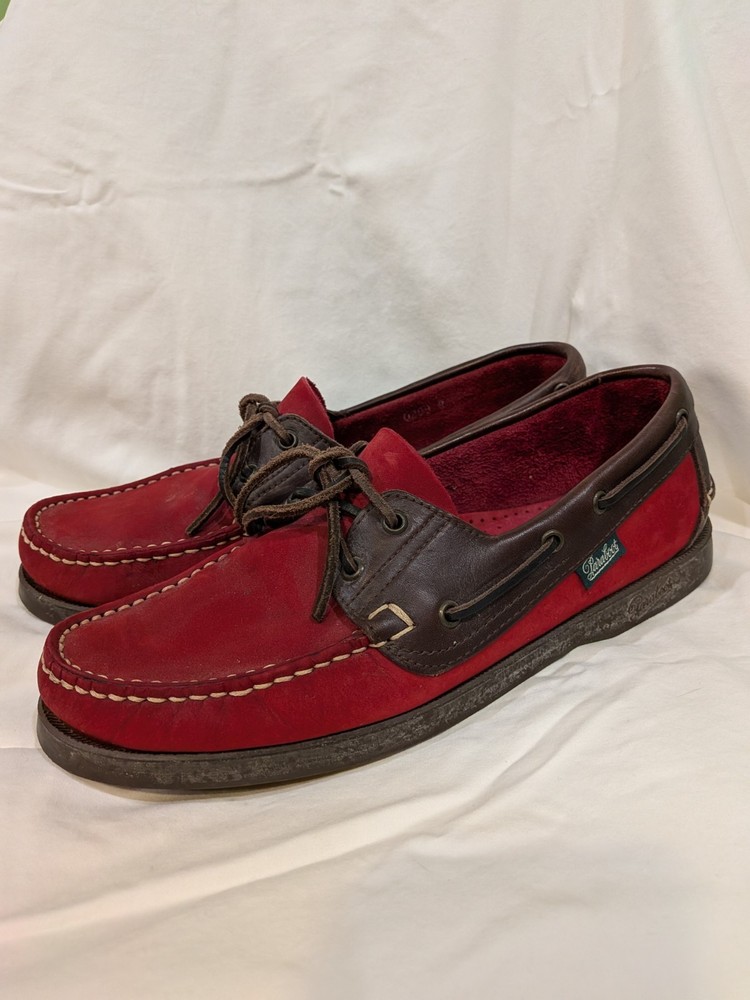 Paraboot Veritable Moccasin Red Suede. Size 8. Made In France