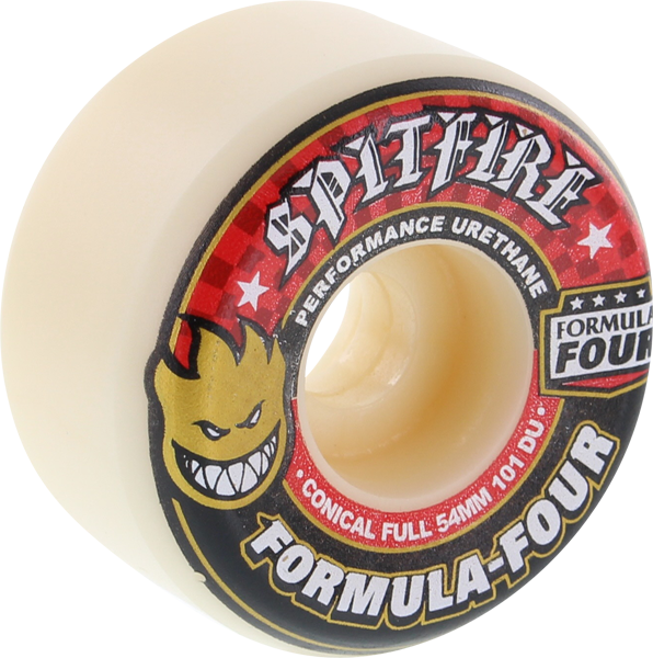 Spitfire F4 101a Conical Full 54mm White W/Red Skateboard Wheels (Set of 4)