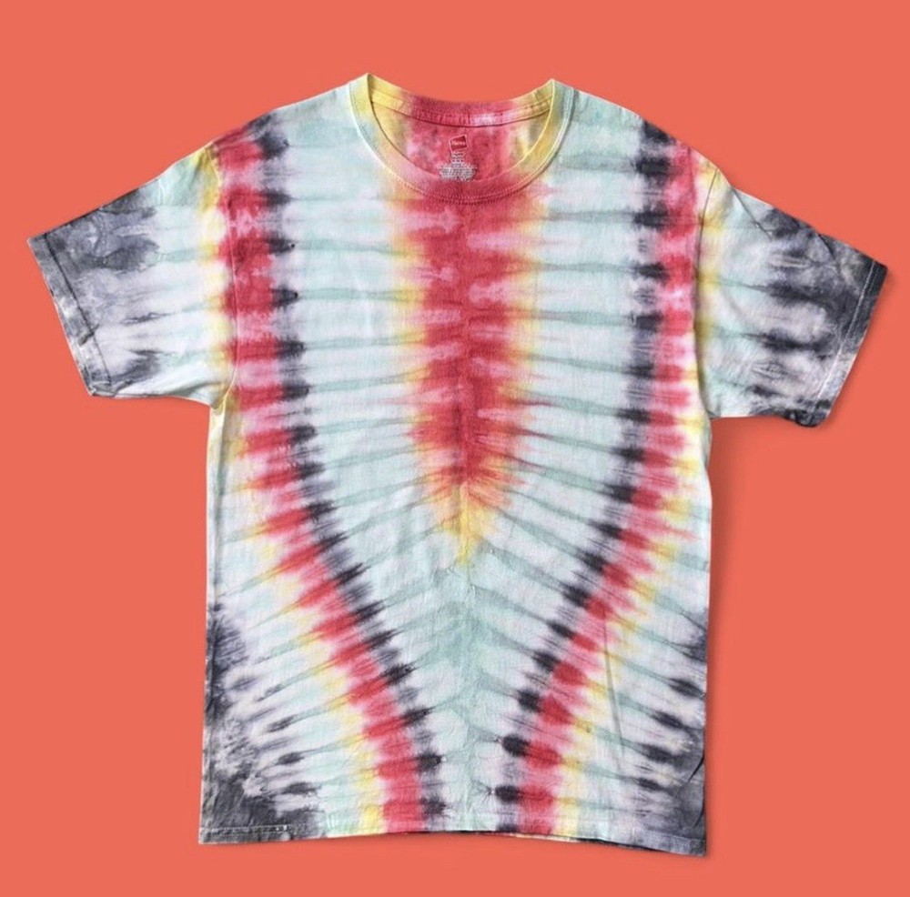 Multicolored tie-dye Short Sleeve T-Shirt - Hanes Tagless - Adult Size Medium