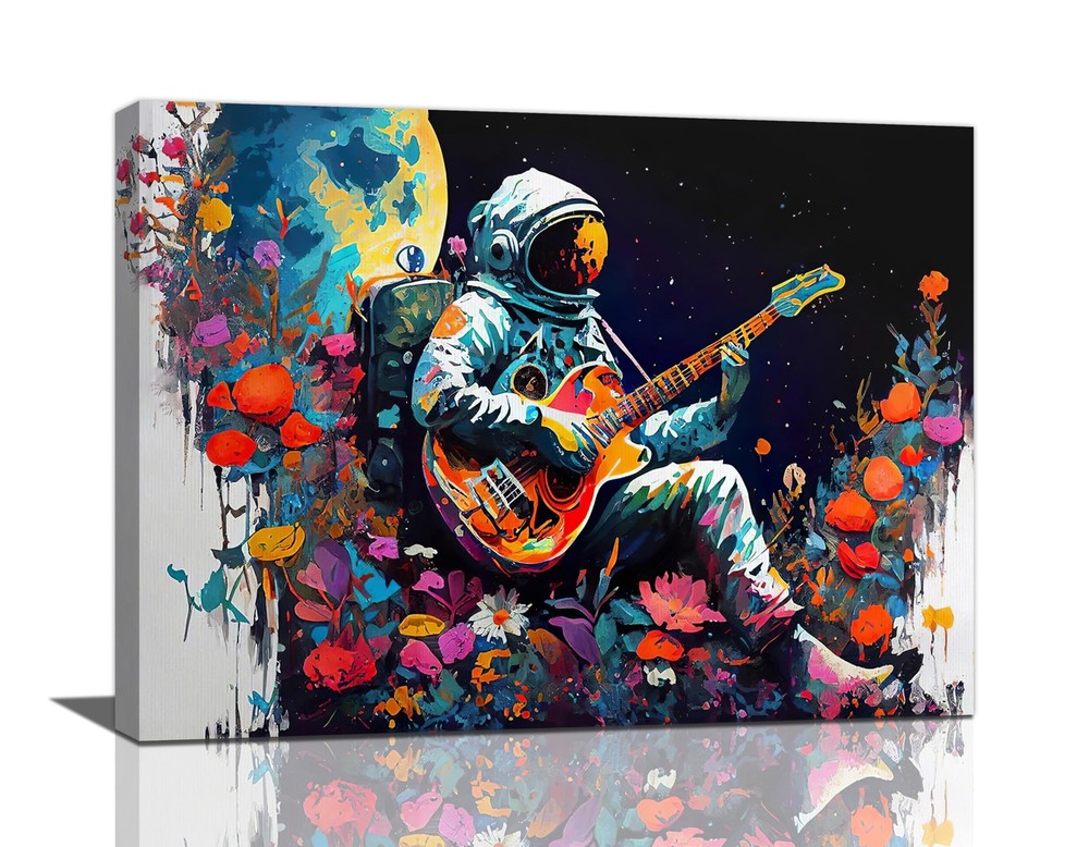 Banksy Canvas Wall Art Astronaut Guitar Graffiti Street Painting Pictures Wal...
