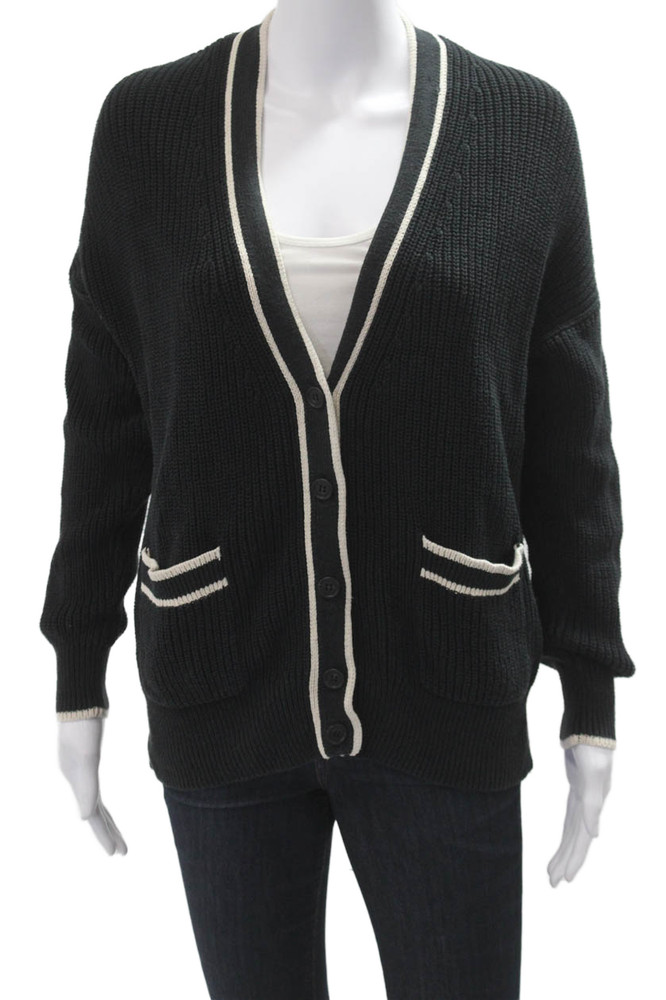 J Crew Unisex Cardigan Black Cotton V Neck Button Long Sleeve Size SFree Shipping in US $100+ Orders | $6.95 Orders Below