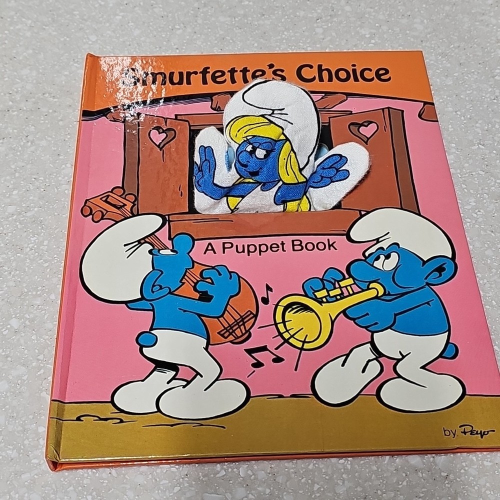 Vintage 1983 Peyo Smurfette's Choice Hand Puppet Book Hardcover Very Good Condit