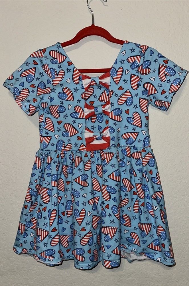 4th of July patriotic hearts Dress size 10